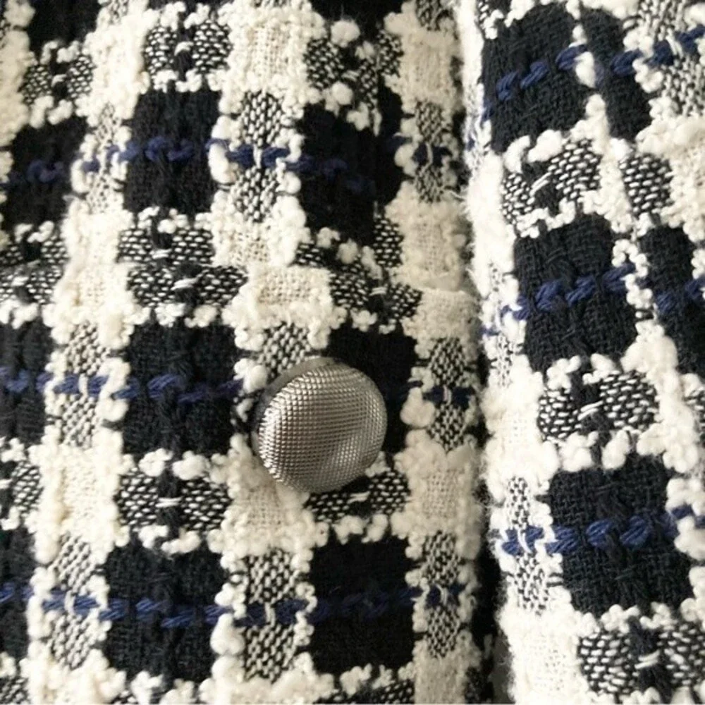 Zara tweed frayed checkered overcoat‎ size M